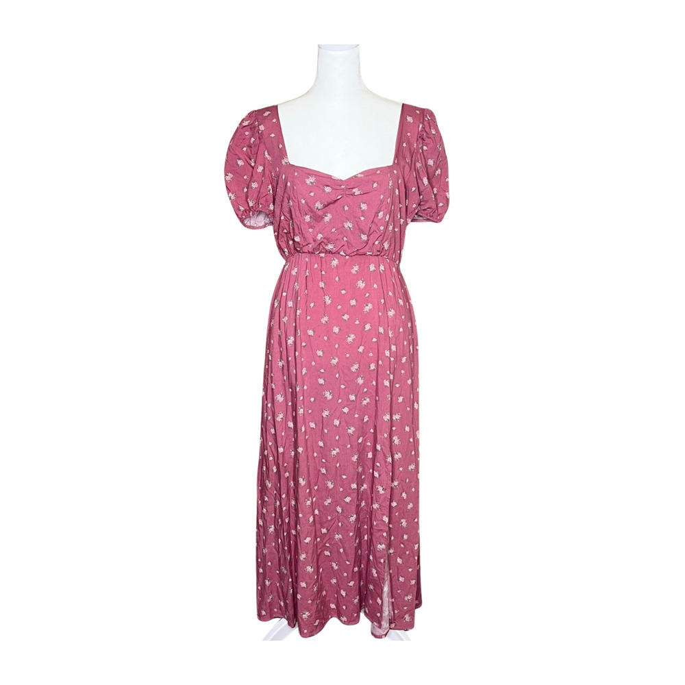 Womens Floral Maxi Dress Size XL Pink Smocked Cottagecore Soft Girl Whimsical